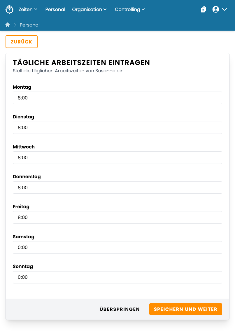 Tägliche Arbeitszeiten Tägliche Arbeitszeiten