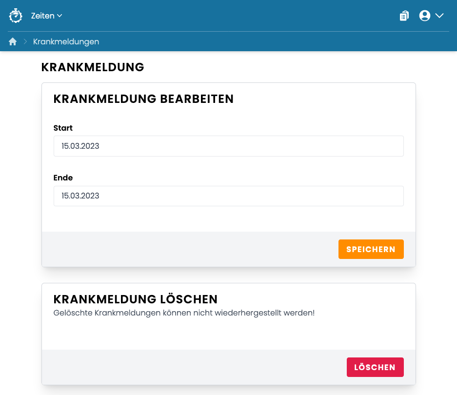 Krankmeldung bearbeiten Krankmeldung bearbeiten