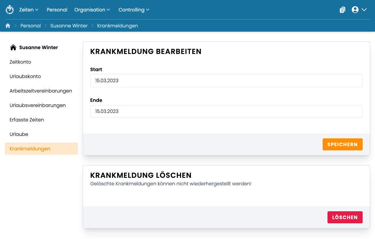 Krankmeldung Mitarbeiter bearbeiten Krankmeldung Mitarbeiter bearbeiten