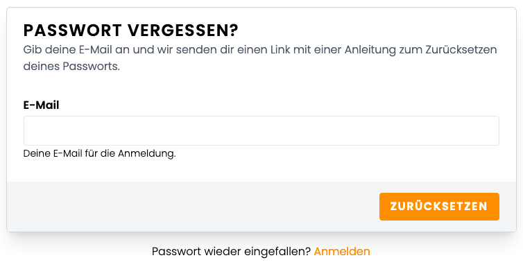 Passwort vergessen Passwort vergessen