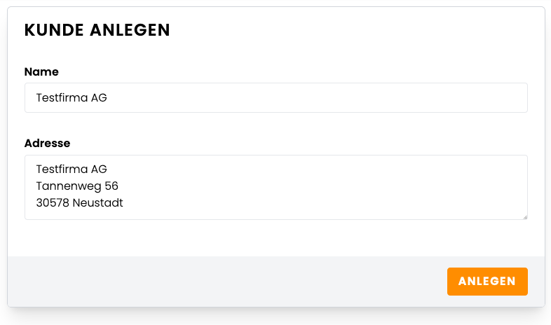 Kunden anlegen Kunden anlegen