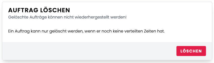 Auftrag löschen Auftrag löschen