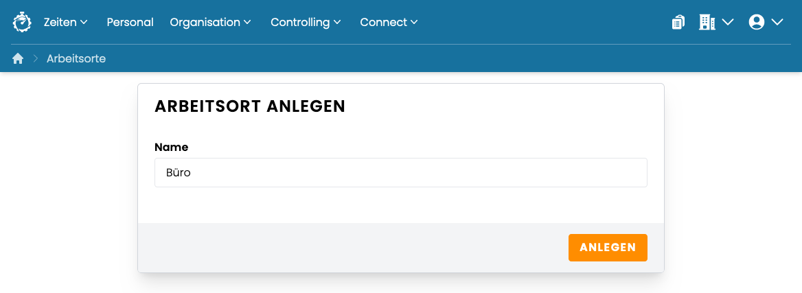 Arbeitsort anlegen Arbeitsort anlegen