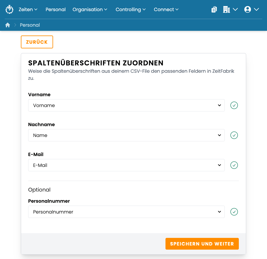 Spaltenüberschriften zuordnen Spaltenüberschriften zuordnen