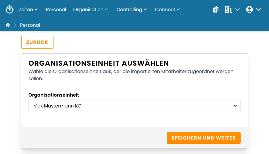 Organisationseinheit auswählen Organisationseinheit auswählen
