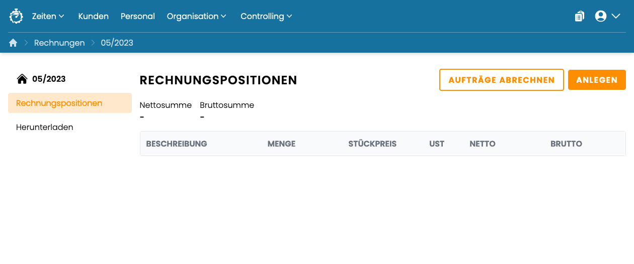 Rechnungspositionen - leer Rechnungspositionen - leer