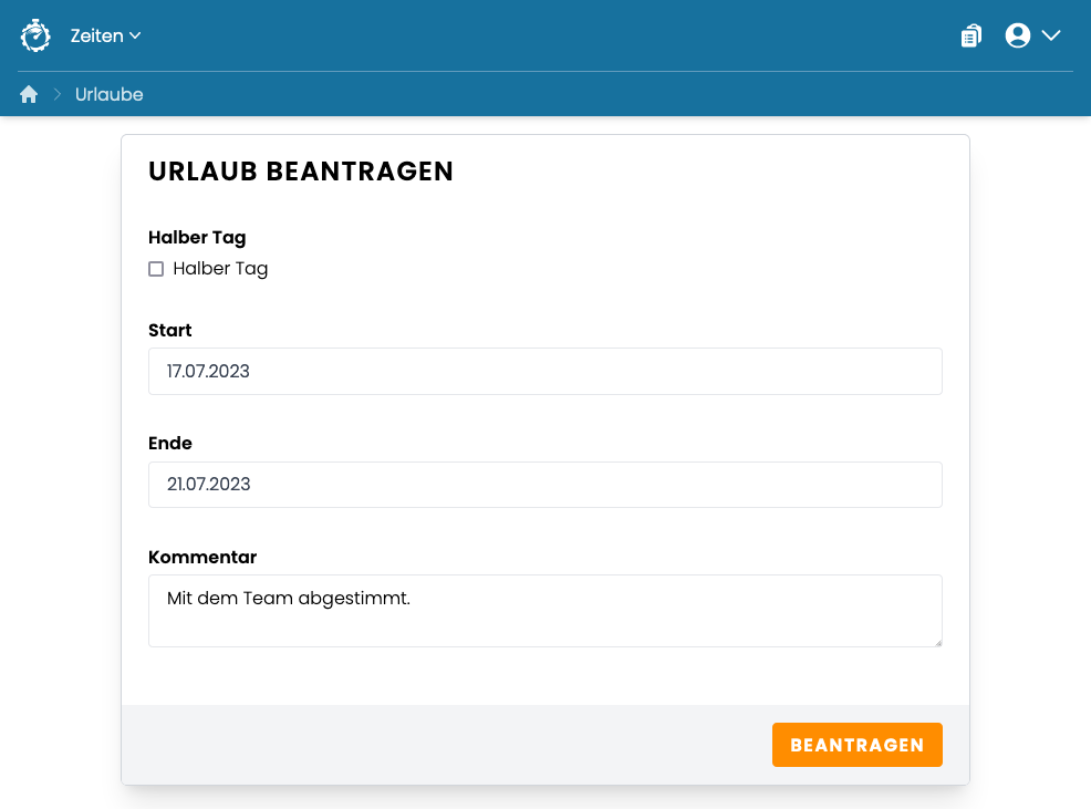 Urlaub beantragen Urlaub beantragen