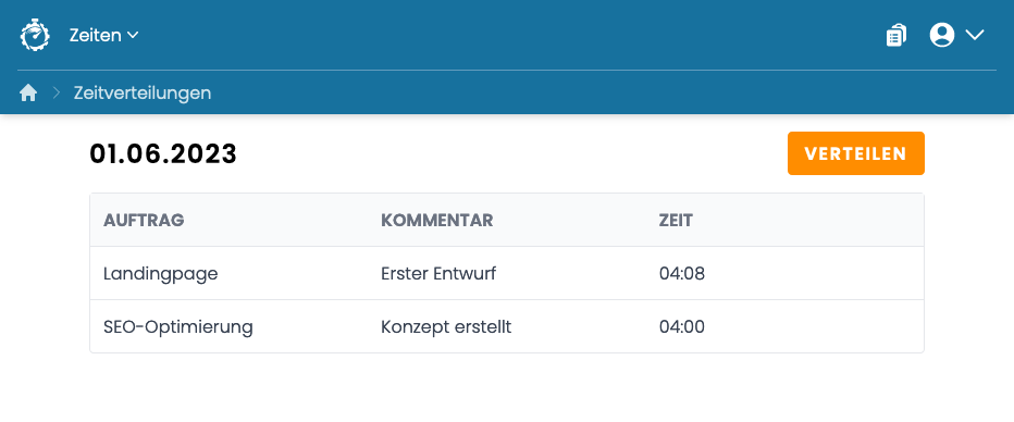 Zeiten verteilt Zeiten verteilt